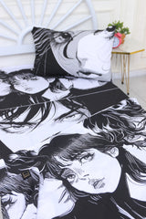 Kids Duvet Set with Flat Sheet with Pillow Cover Comic Girl