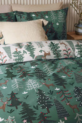 Green Christmas Reversible Duvet Cover and Pillowcase Set