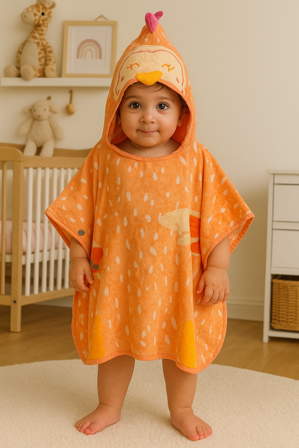 Kids Poncho Chicken Print