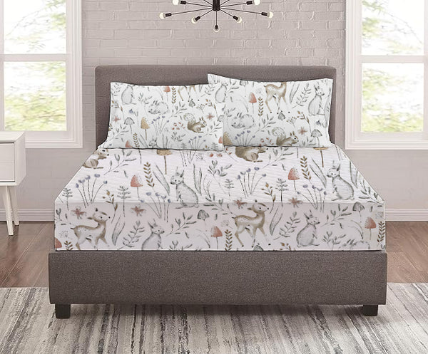 Rabbit Printed Duvet Cover with Pillow Cover