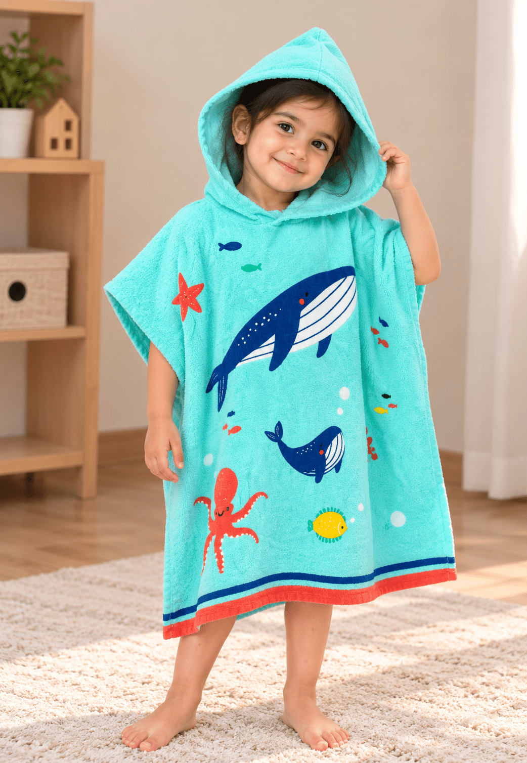 Ocean Splash Hooded Kids Poncho - Toliya.co