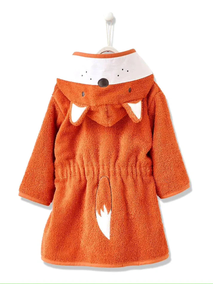 Fox Hooded Baby Bathrobe – Orange (Ages 9 Months to 3 Years)