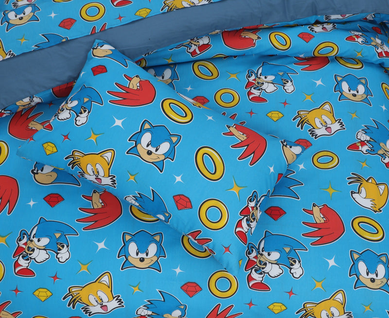 Kids Duvet Set with Flat Sheet with Pillow Cover Sonic Prime