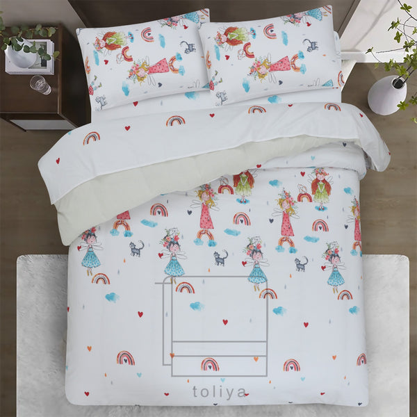 Kids Duvet Set with Flat Sheet with Pillow Cover Yadda Baby