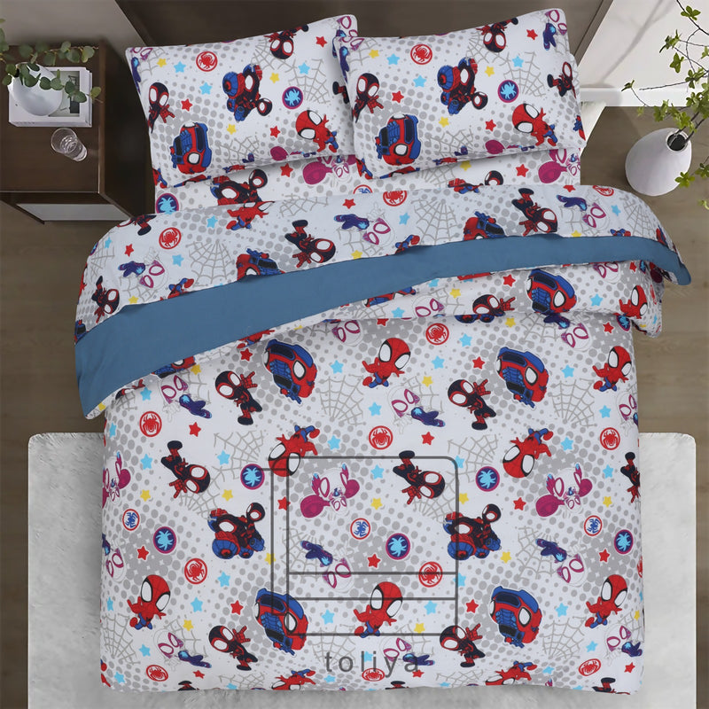 Kids Duvet Set with Flat Sheet with Pillow Cover Team Spidey