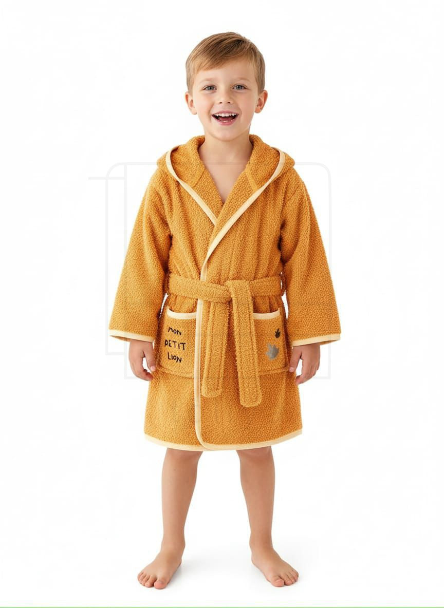Cub Hooded Baby Bathrobe – Yellow (Ages 9 Months to 3 Years)