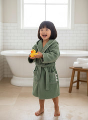 Crocodile Hooded Kids Bathrobe – Green (Ages 4 to 10)