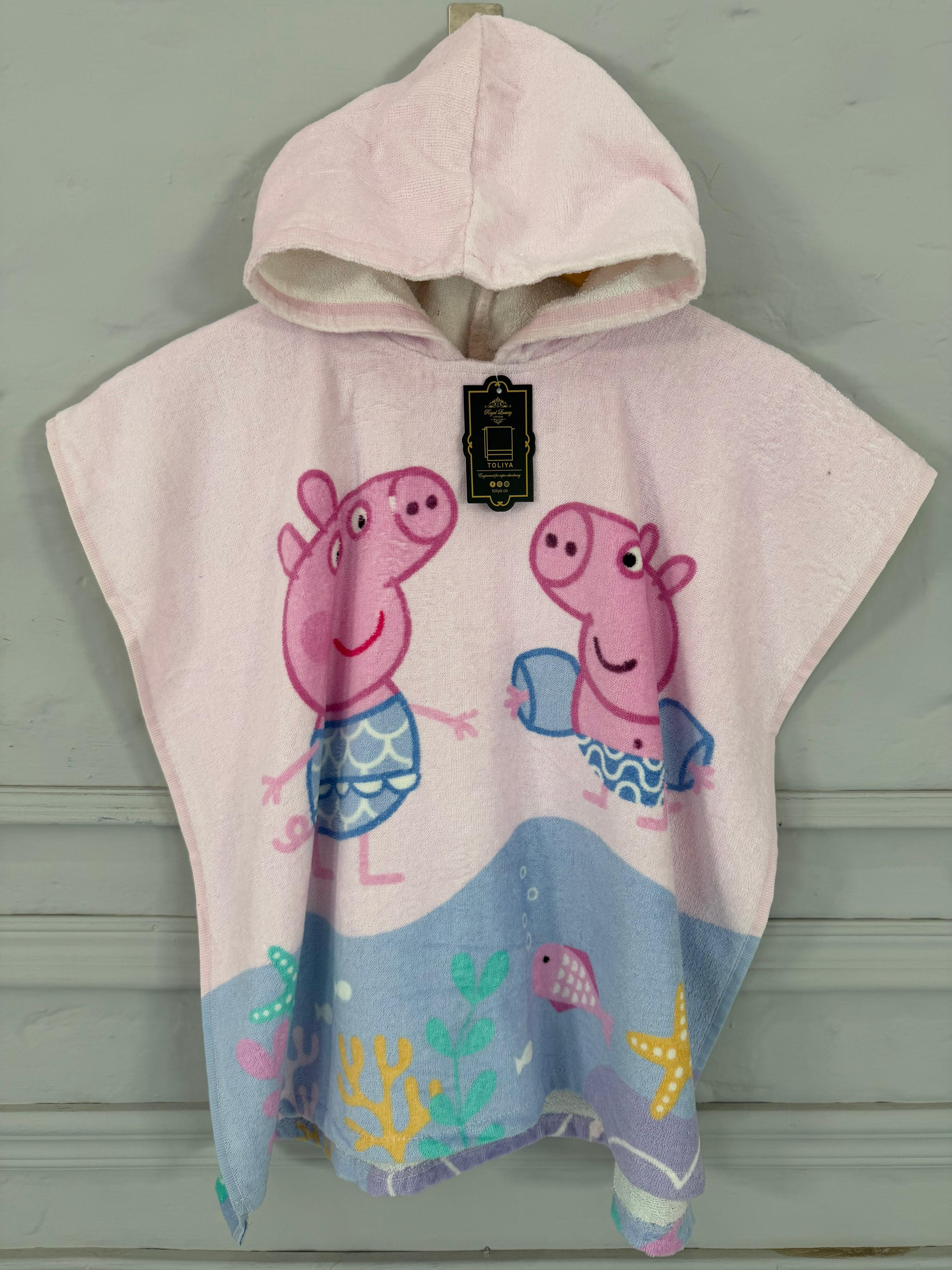 Kids poncho Animated pink