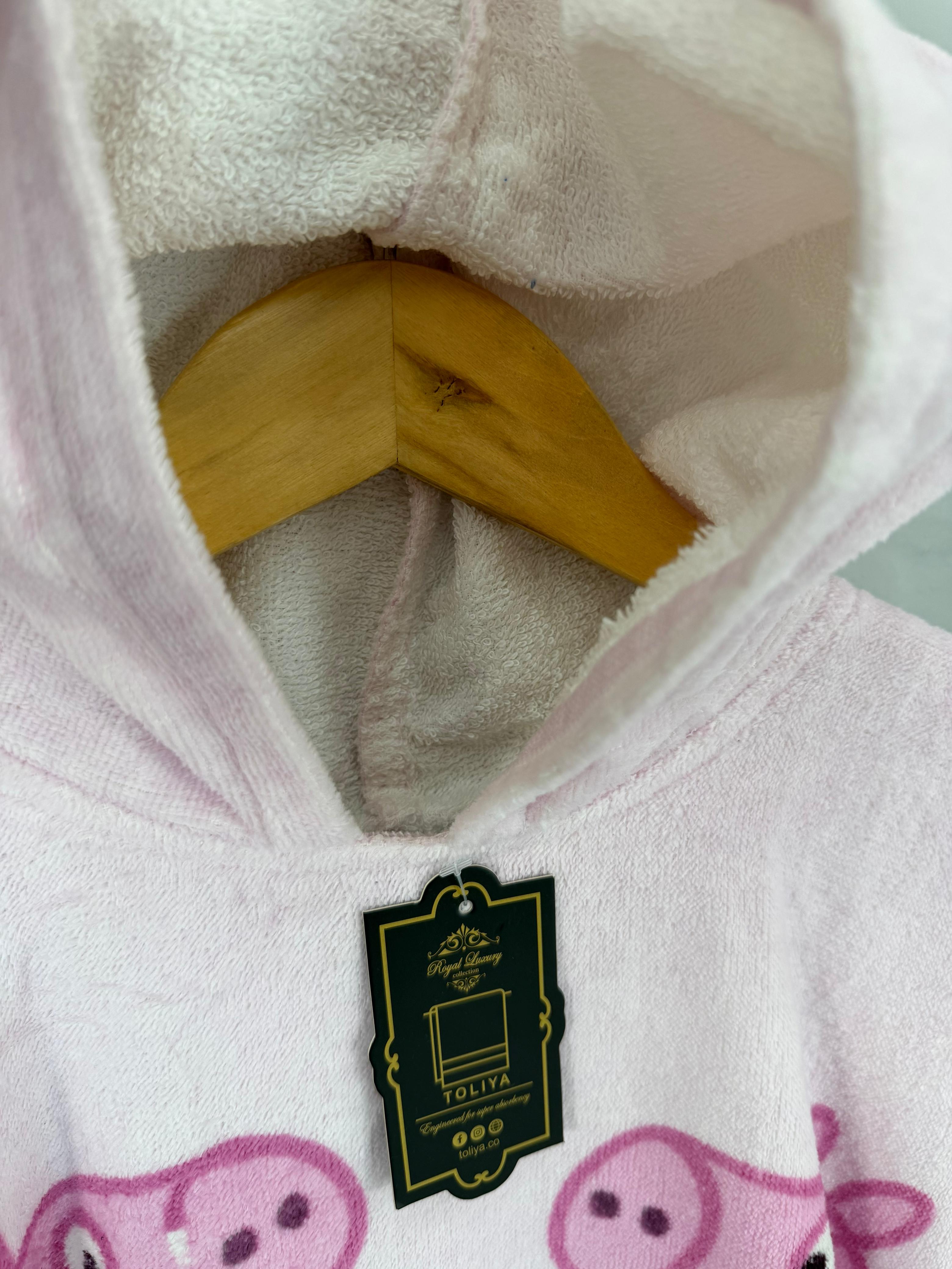 Kids poncho Animated pink