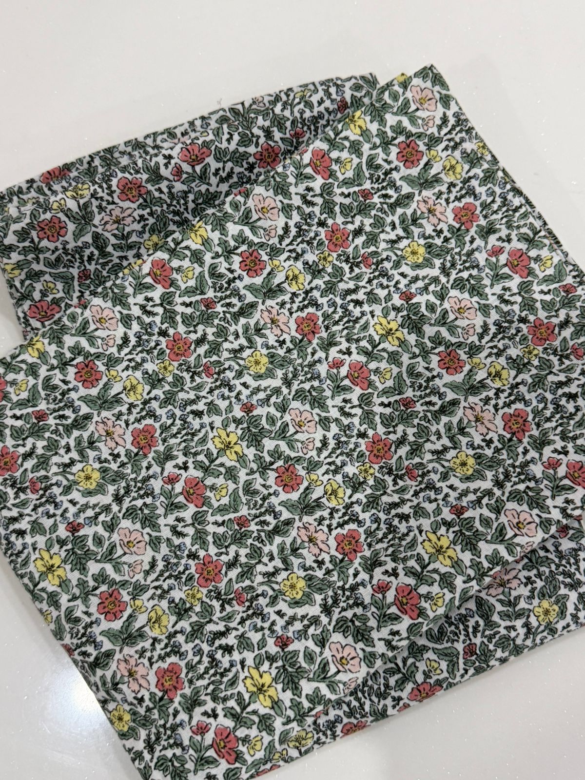Floral patterned fabric on a white background