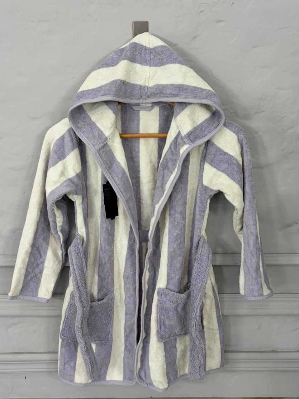 Kids Bathrobe Purple Stripe