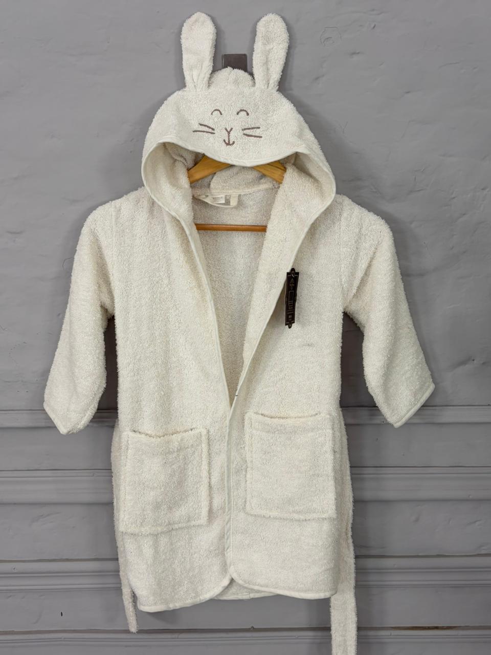 Kids Bathrobe white Rabbit Hooded