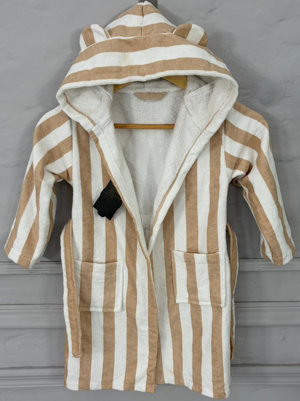 Kids Bathrobe Beige Stripe