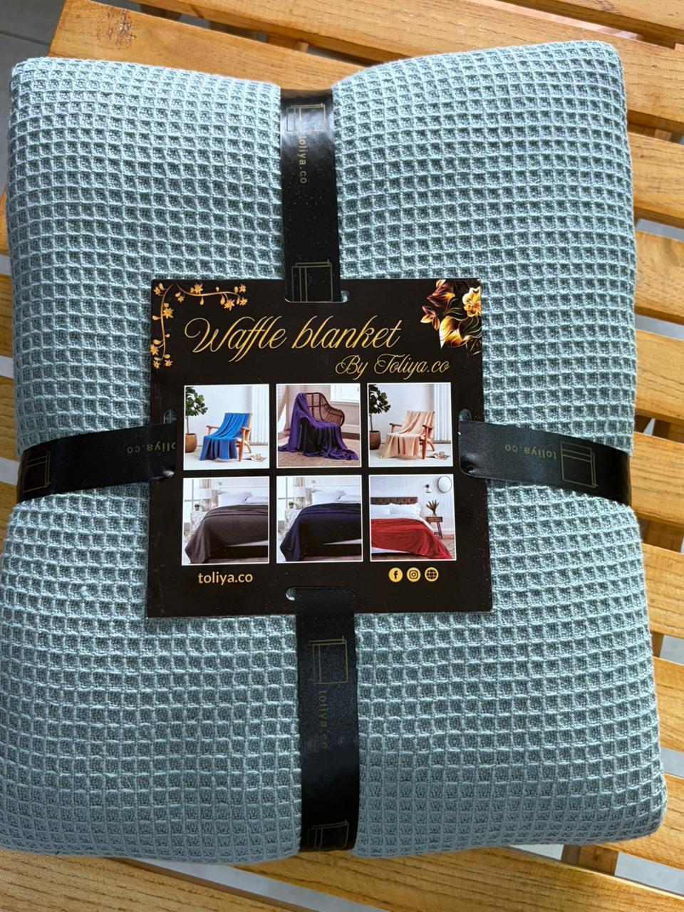 Summer Waffle Blanket Zinc Blue