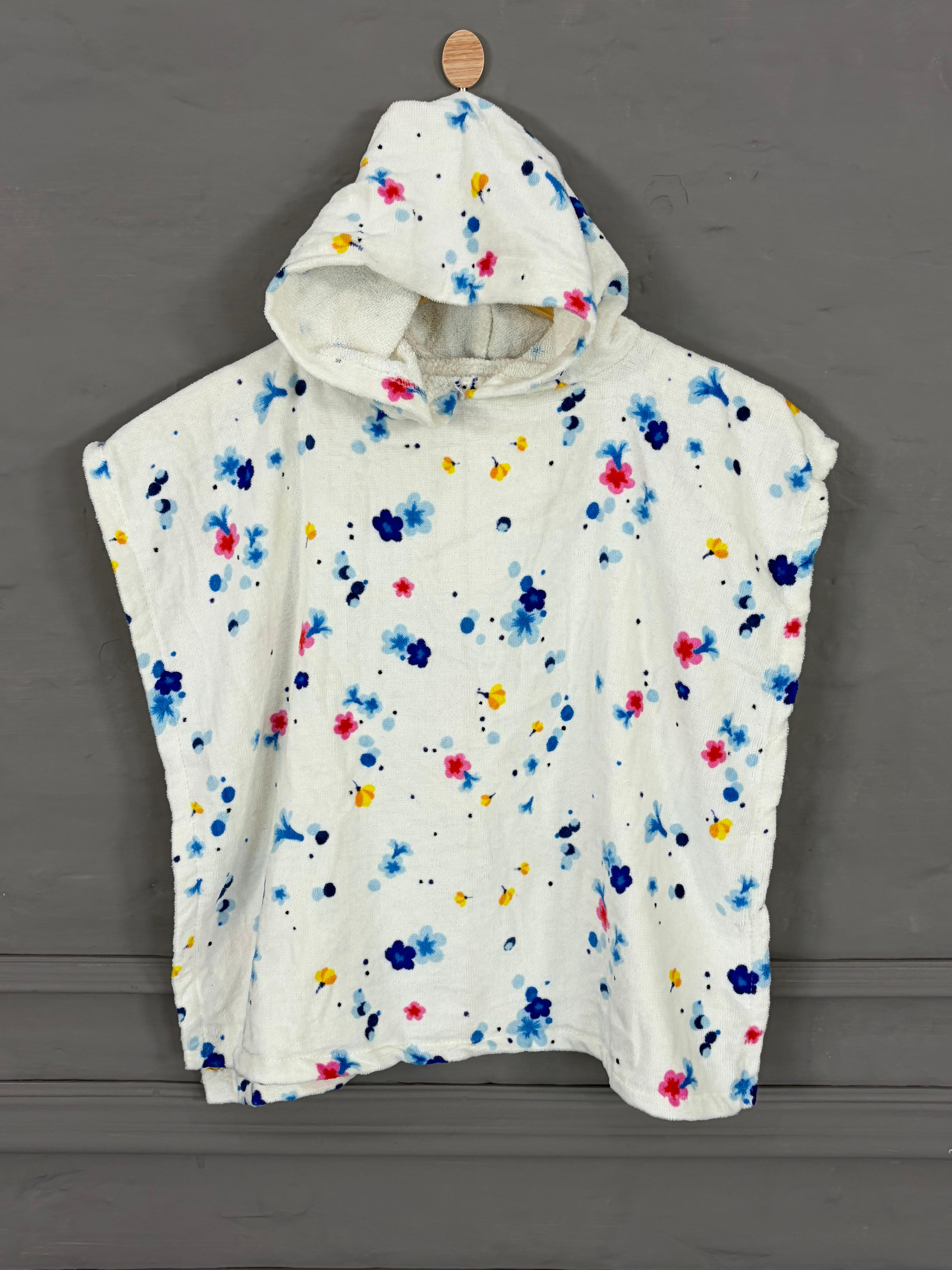 kids Hooded floral printed Poncho