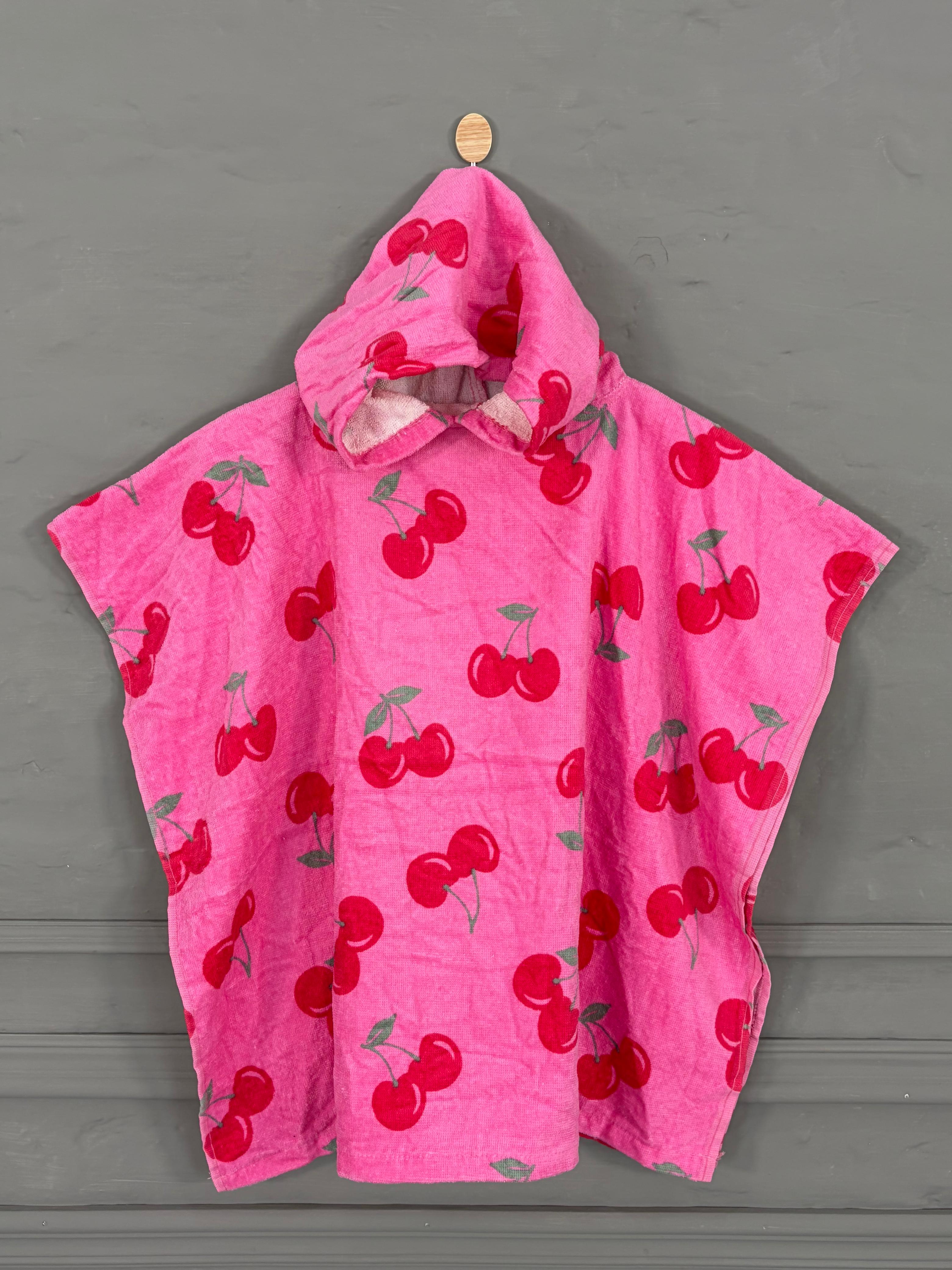 kids Hooded cherry Poncho