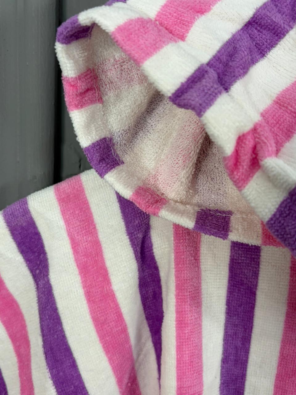 Soft Striped Hooded Baby Poncho