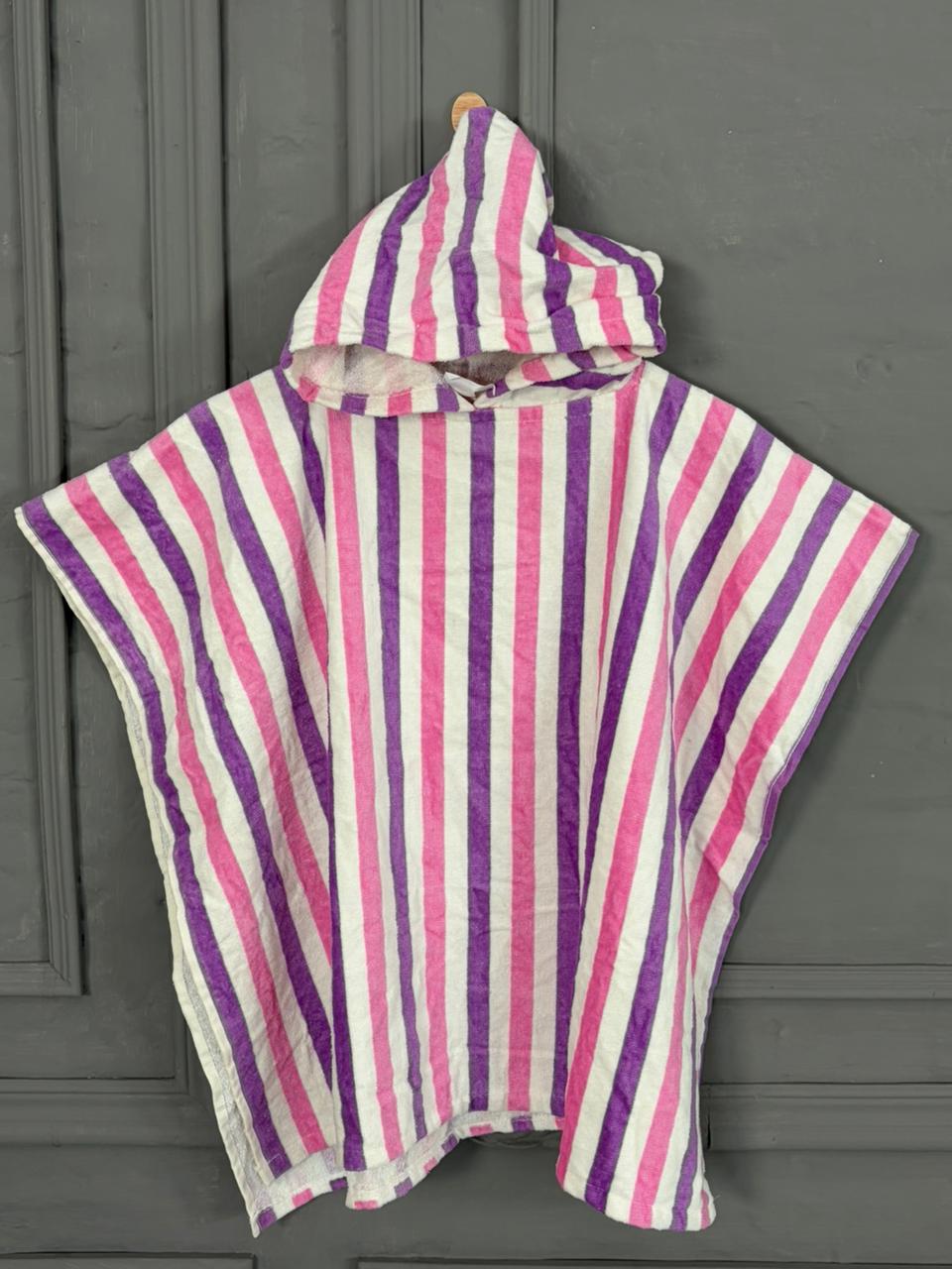 Soft Striped Hooded Baby Poncho