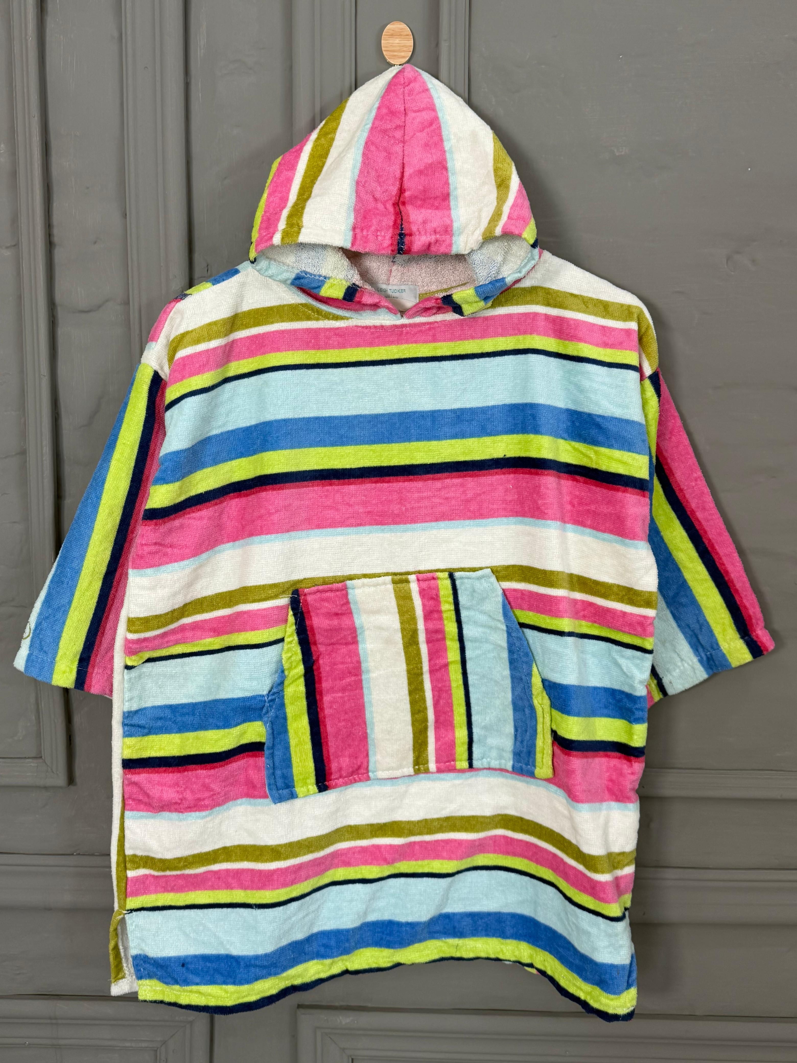 Colorful Striped Hooded Baby Poncho