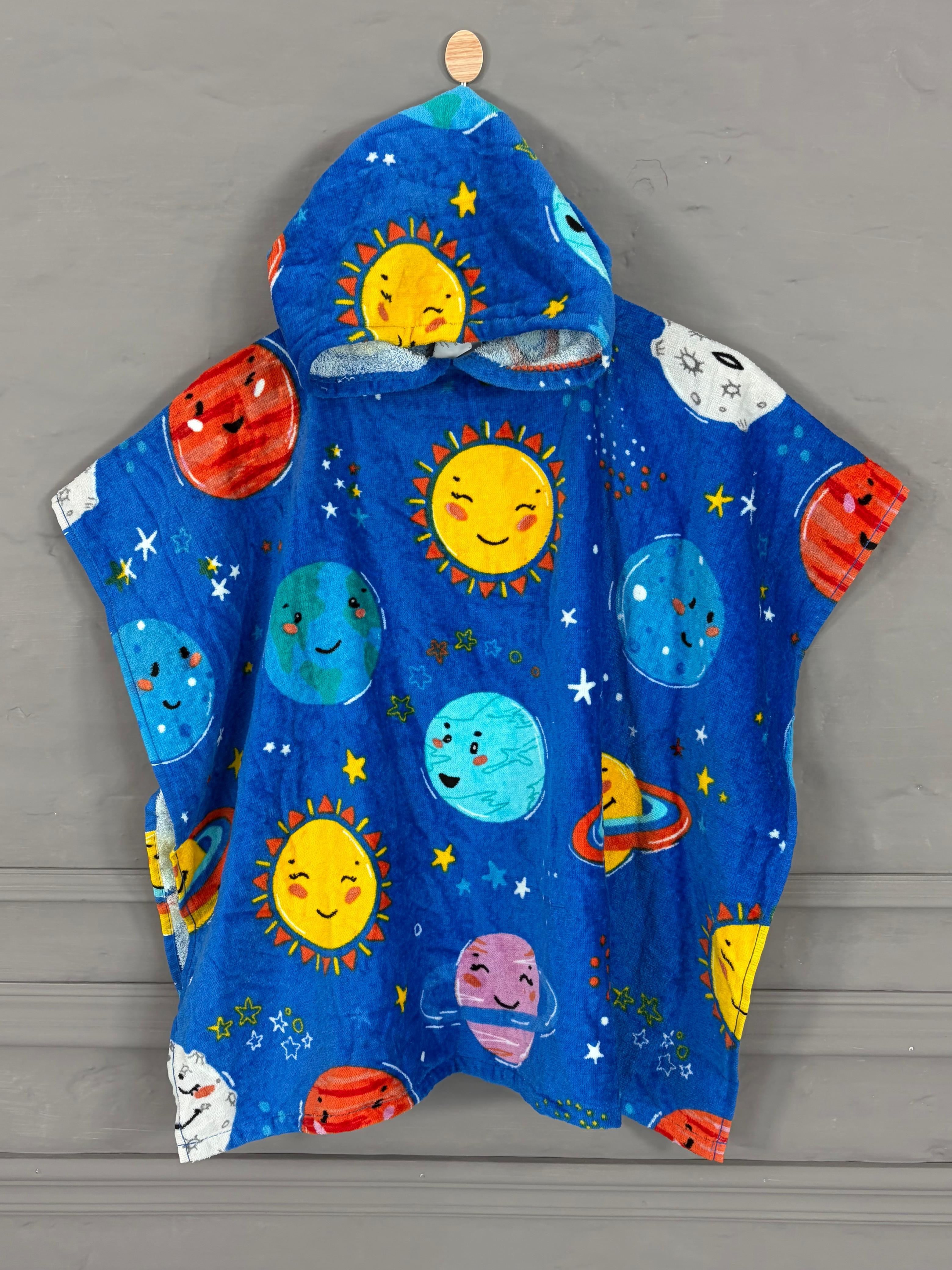 Space Print Hooded Baby Poncho