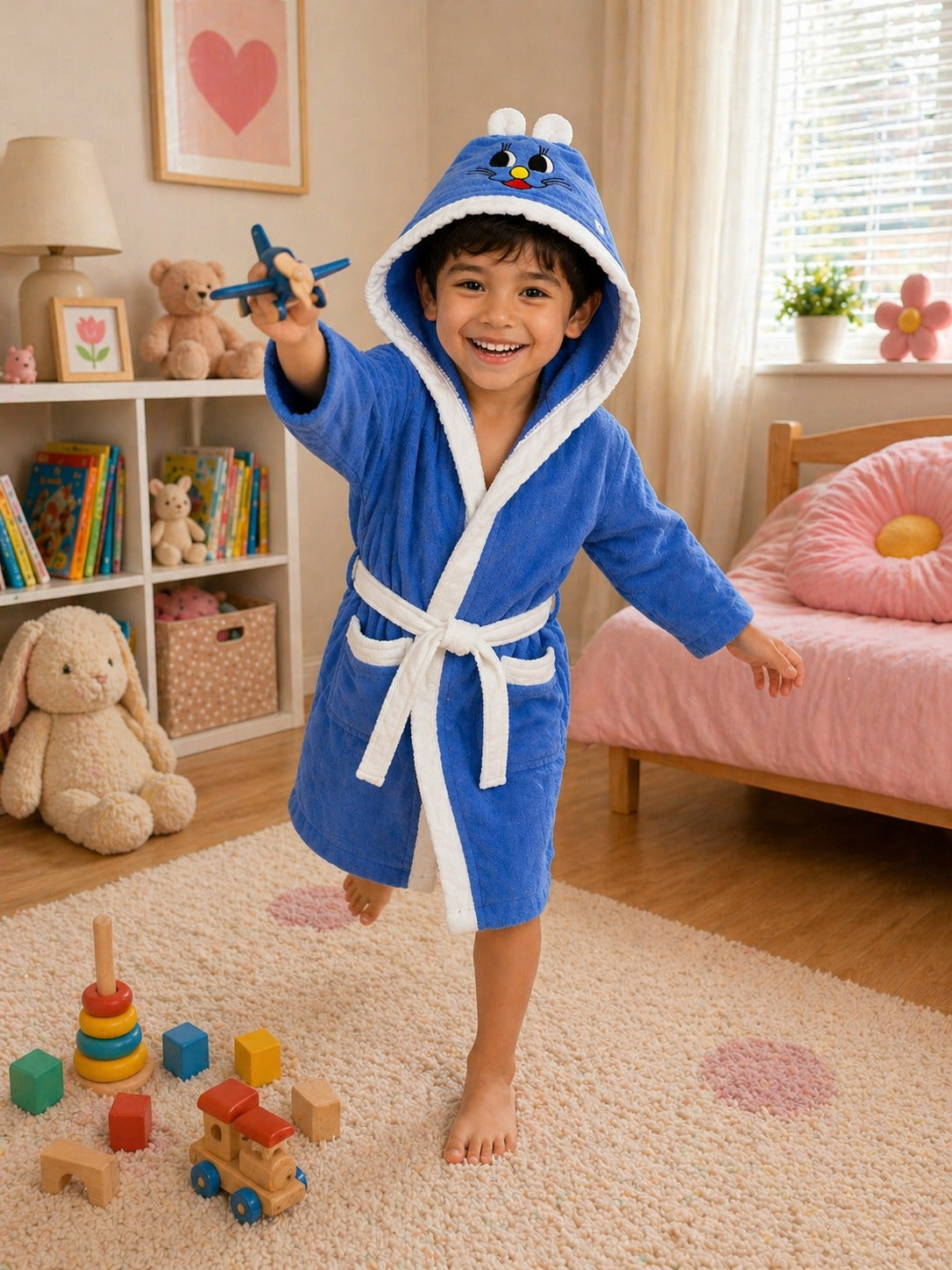 Kids Cartoon Hooded Bathrobe