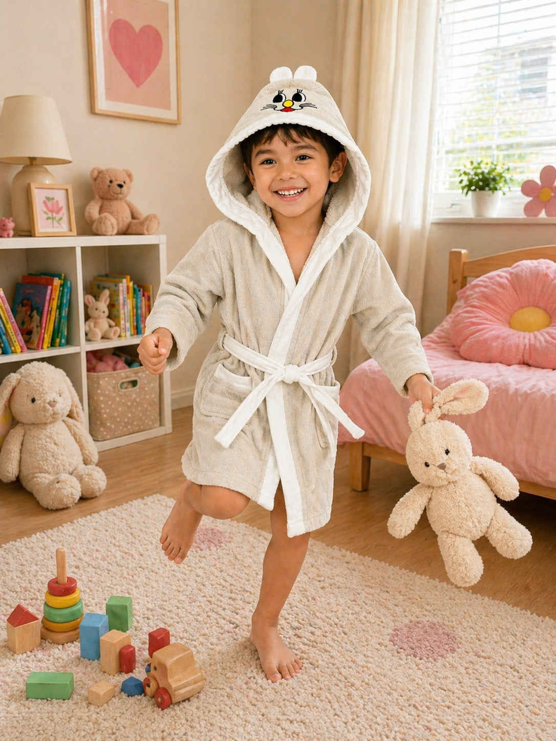 Kids Cartoon Hooded Bathrobe