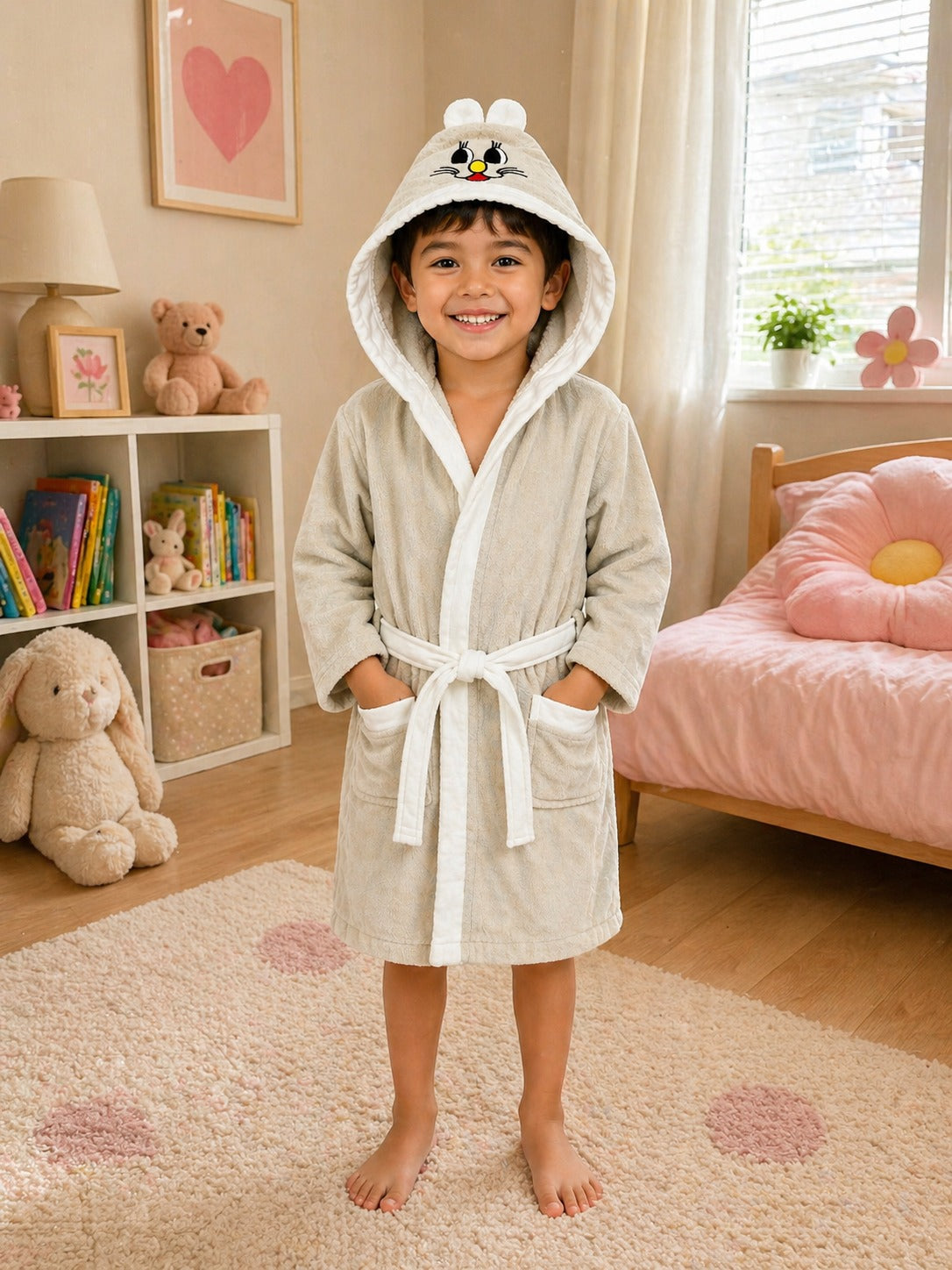Kids Cartoon Hooded Bathrobe