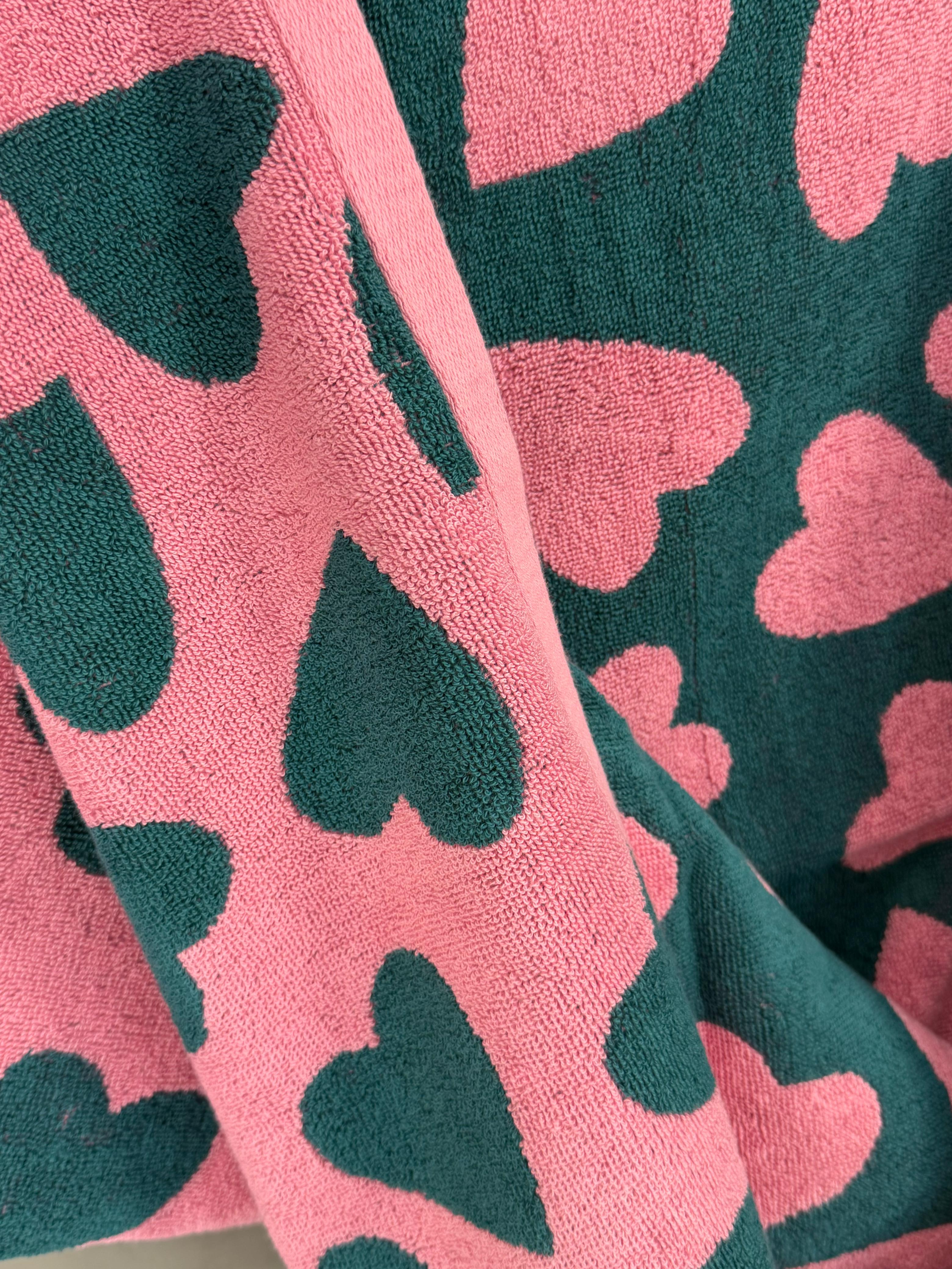 Pink Hearts Premium Cotton Bath Towel