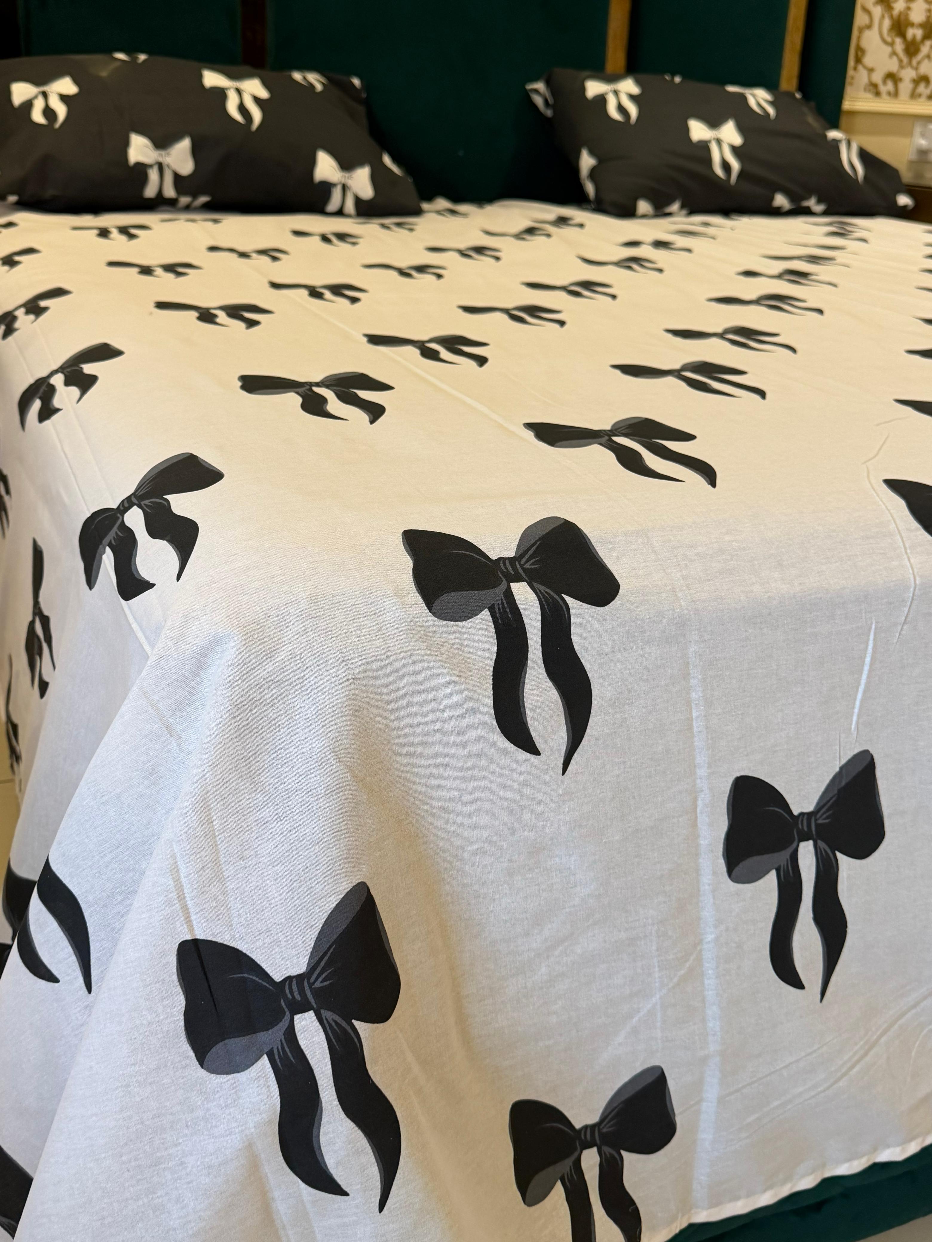 Elegant Bow Print Bedsheet Set
