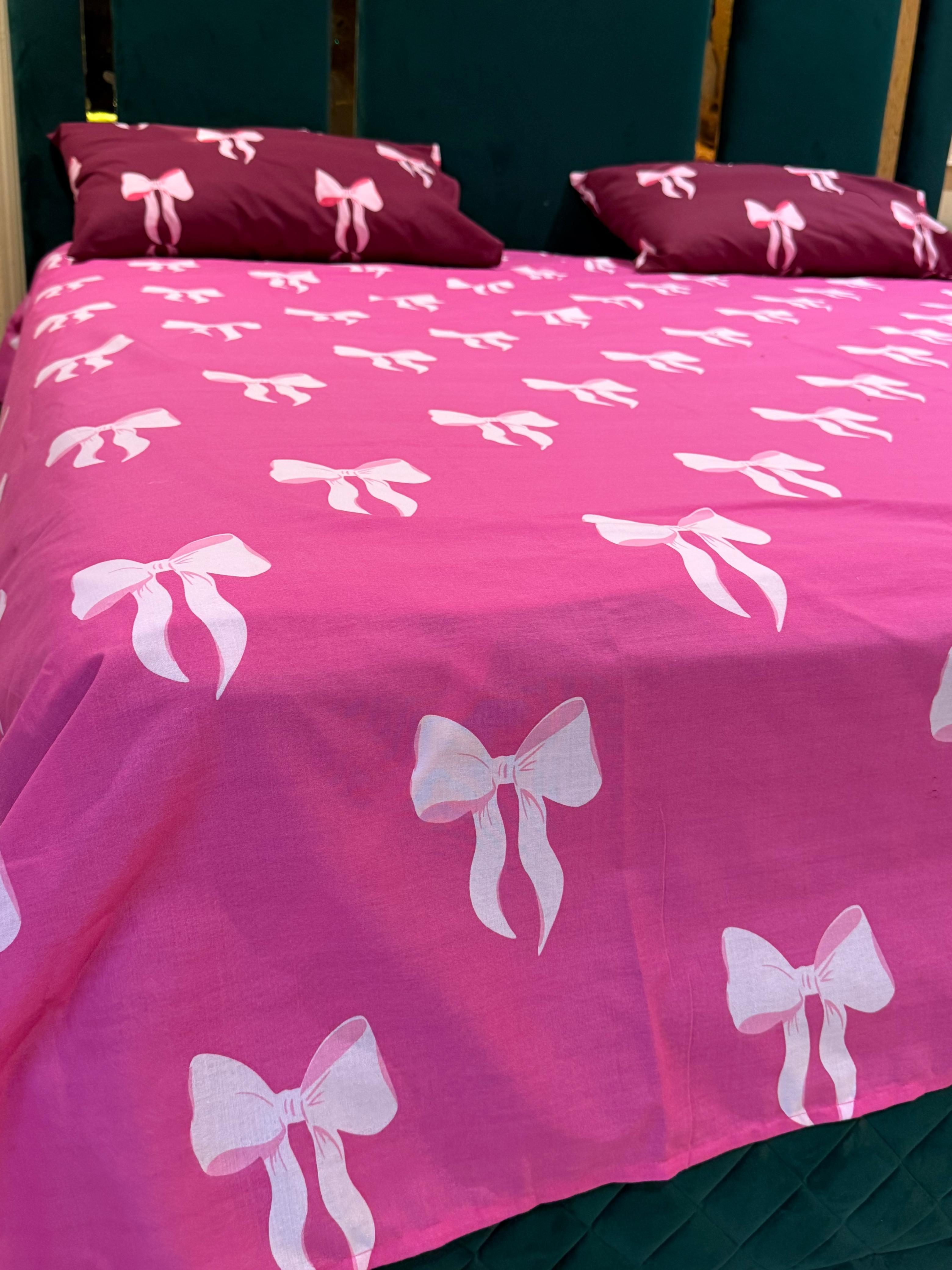 Elegant Bow Print Bedsheet Set