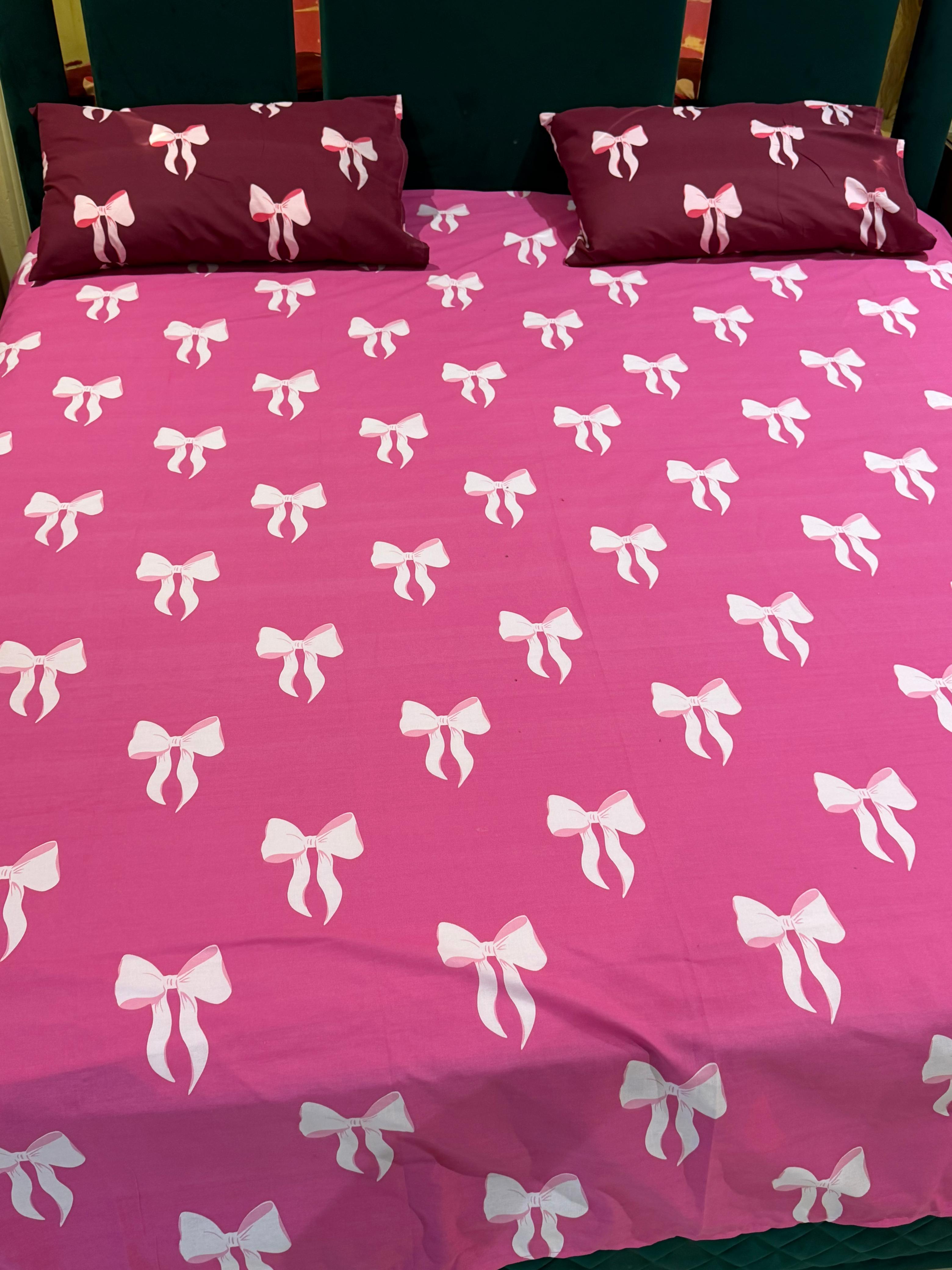 Elegant Bow Print Bedsheet Set