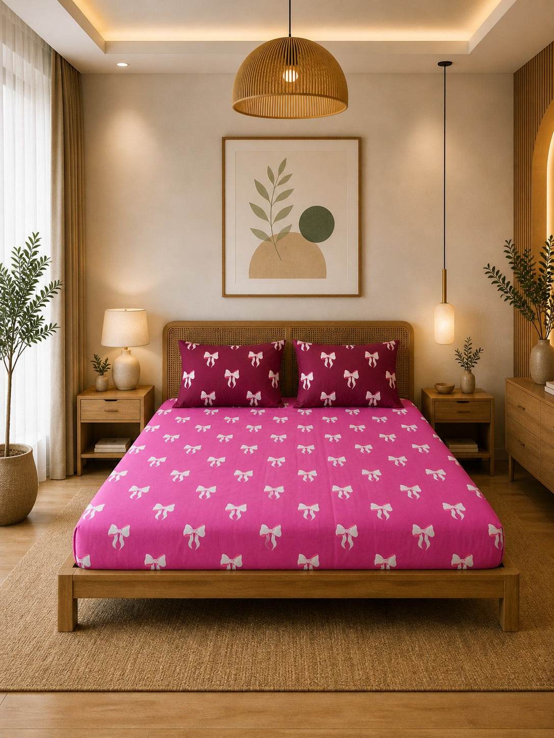 Elegant Bow Print Bedsheet Set
