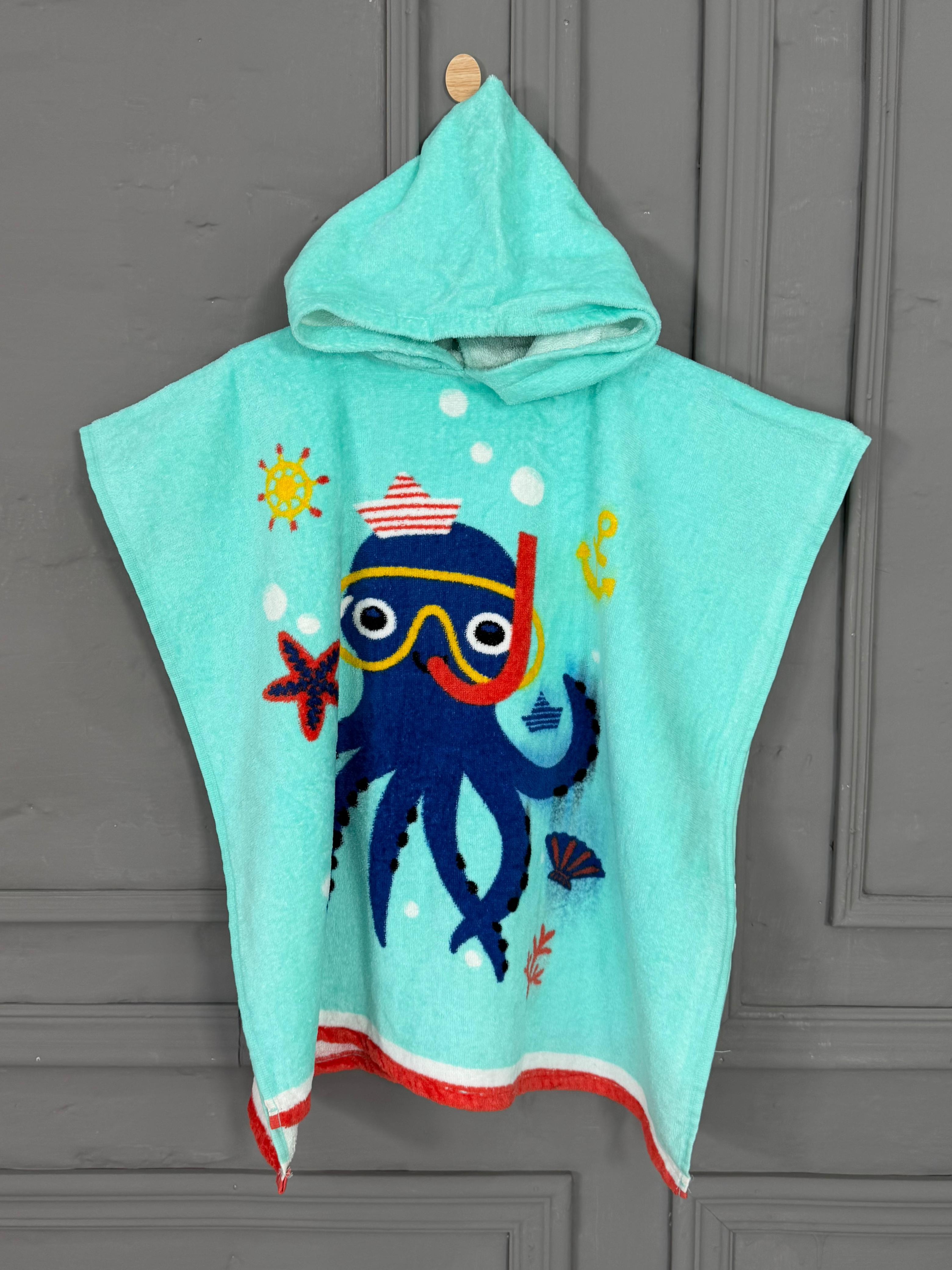 Cute Octopus Hooded Kids Poncho