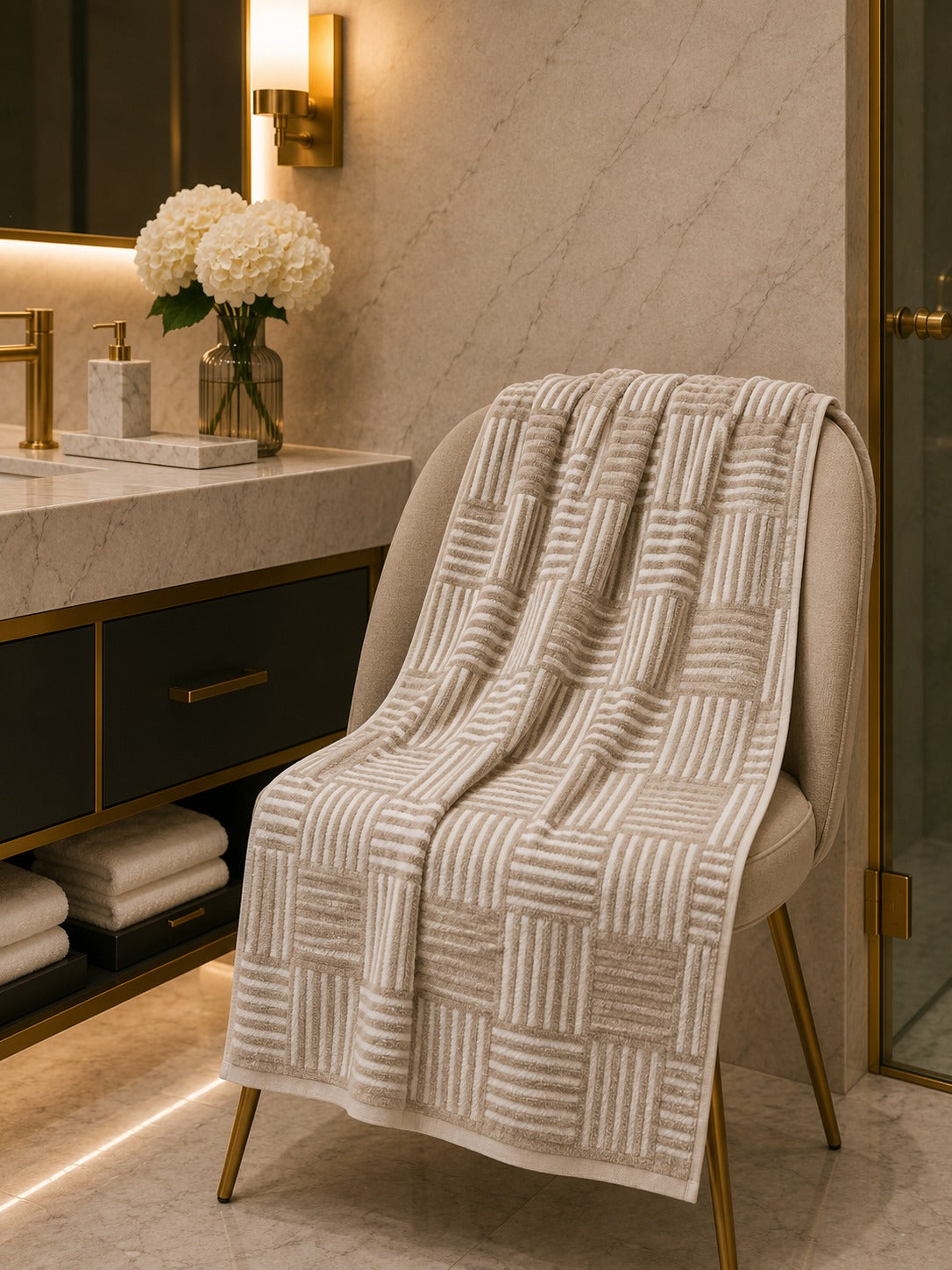 Cotton Geometric Stripe Towel