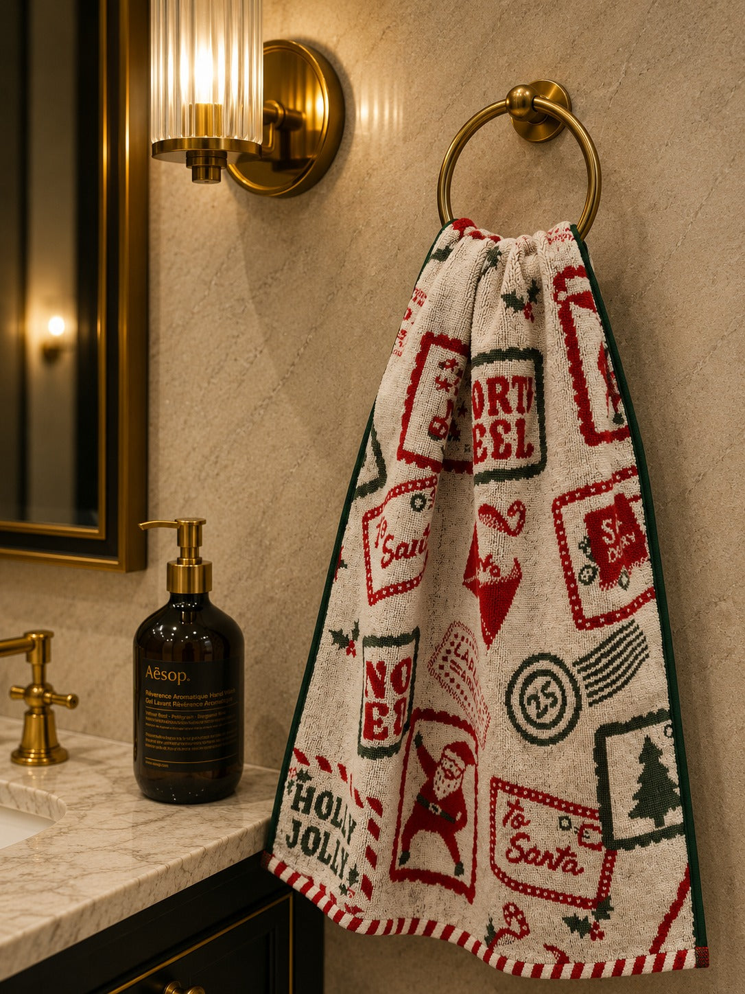 Christmas Print Cotton Hand Towel