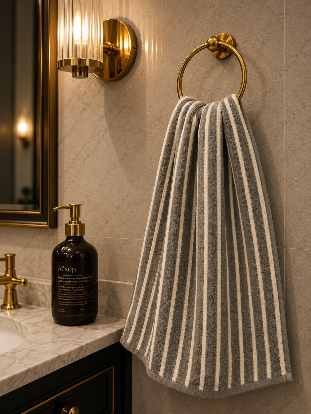 Luxury Striped Cotton Hand Towel