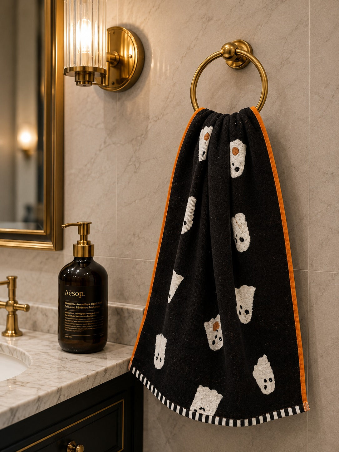 Cute Bear Print Cotton Hand Towel