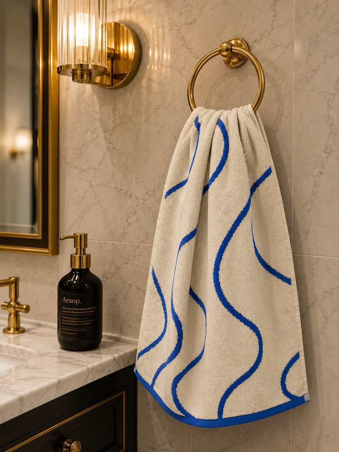 Modern Wave Pattern Cotton Hand Towel