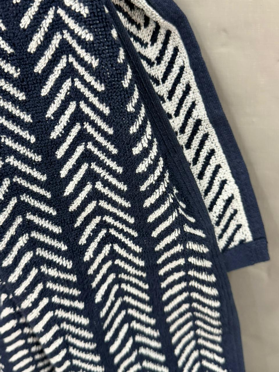 Navy Chevron Cotton Hand Towel