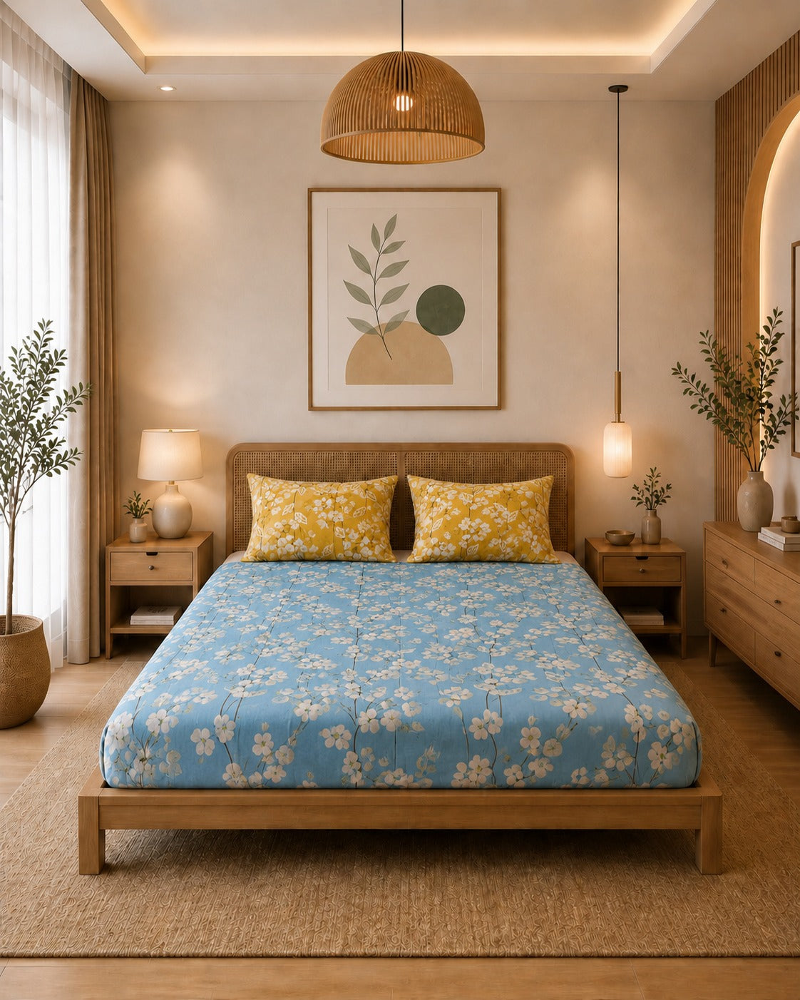 Blue Bloom Bedsheet Set