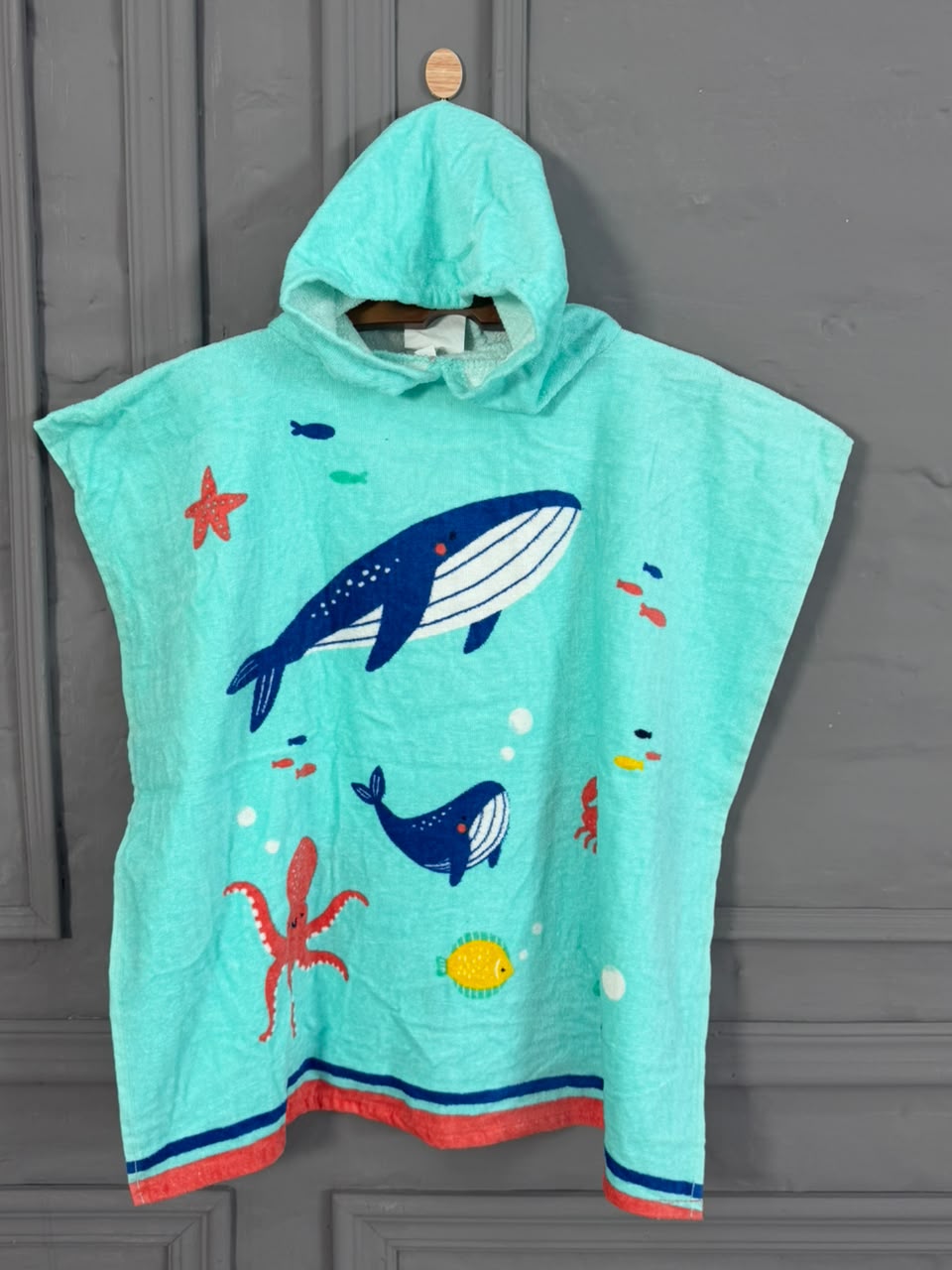 Ocean Splash Hooded Kids Poncho