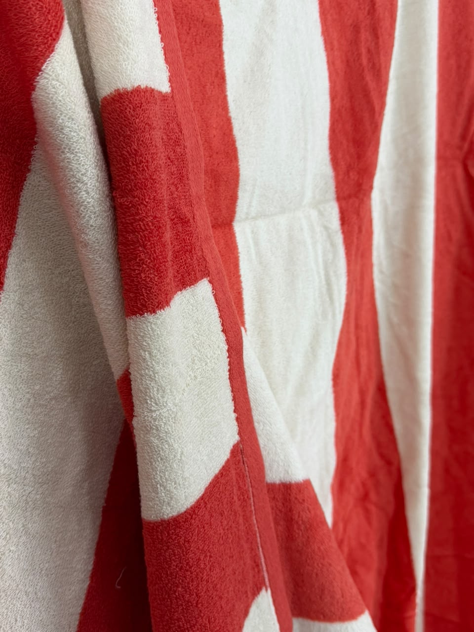 Close-up of a red and white patterned fabric