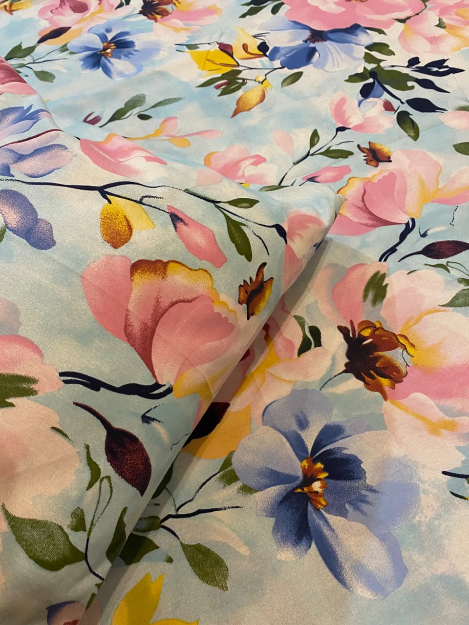 Floral Blossom Sky Blue Bedsheet set