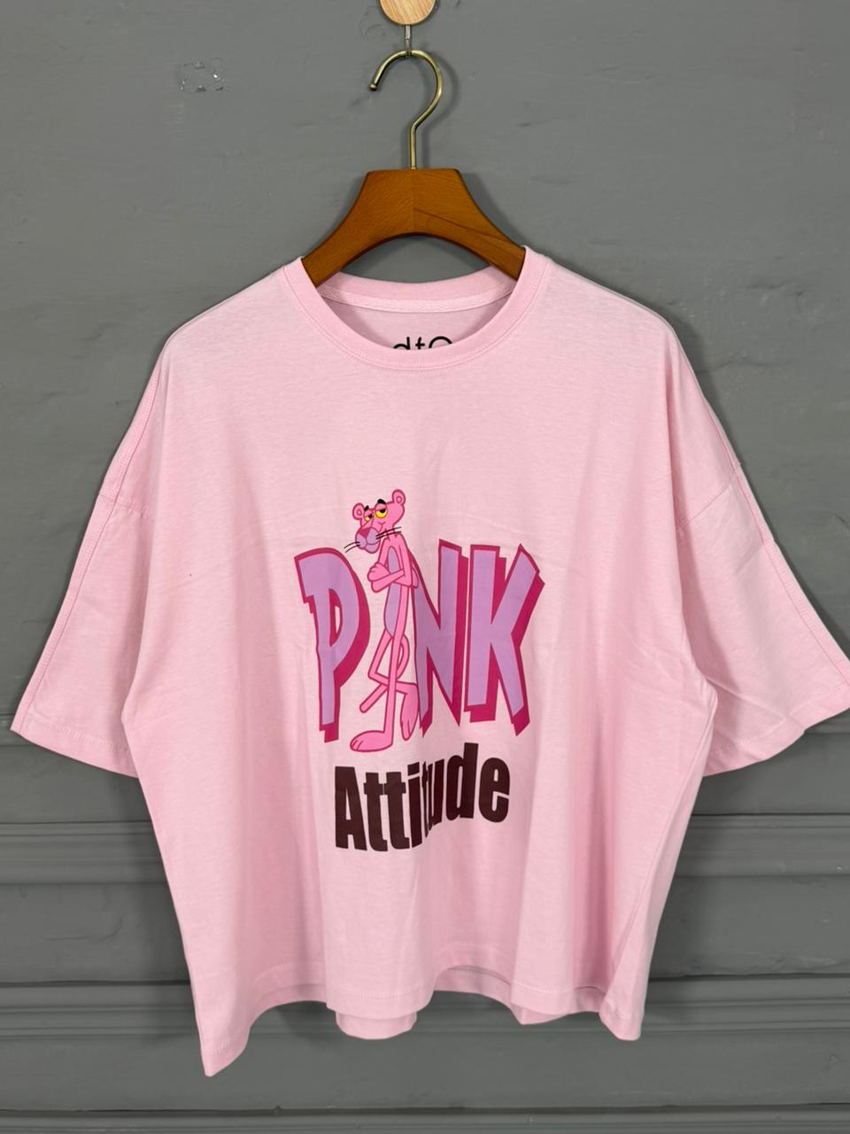 Pink Attitude Drop Shoulder - Toliya.co