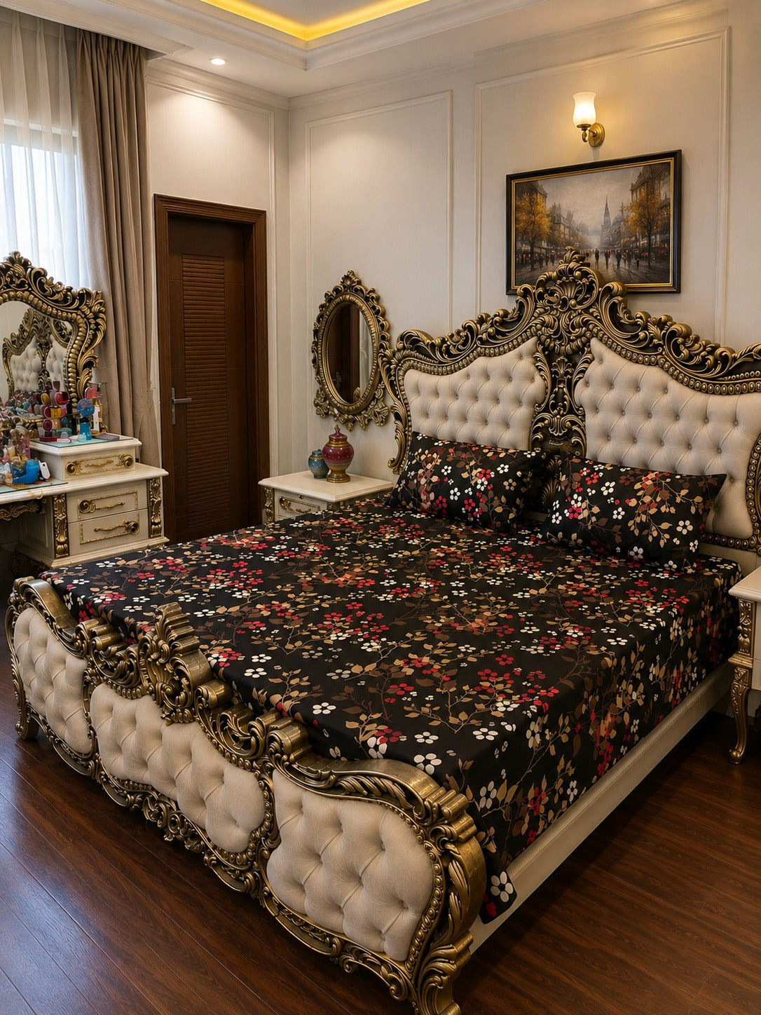 Scarlet Bloom Bed Sheet Set