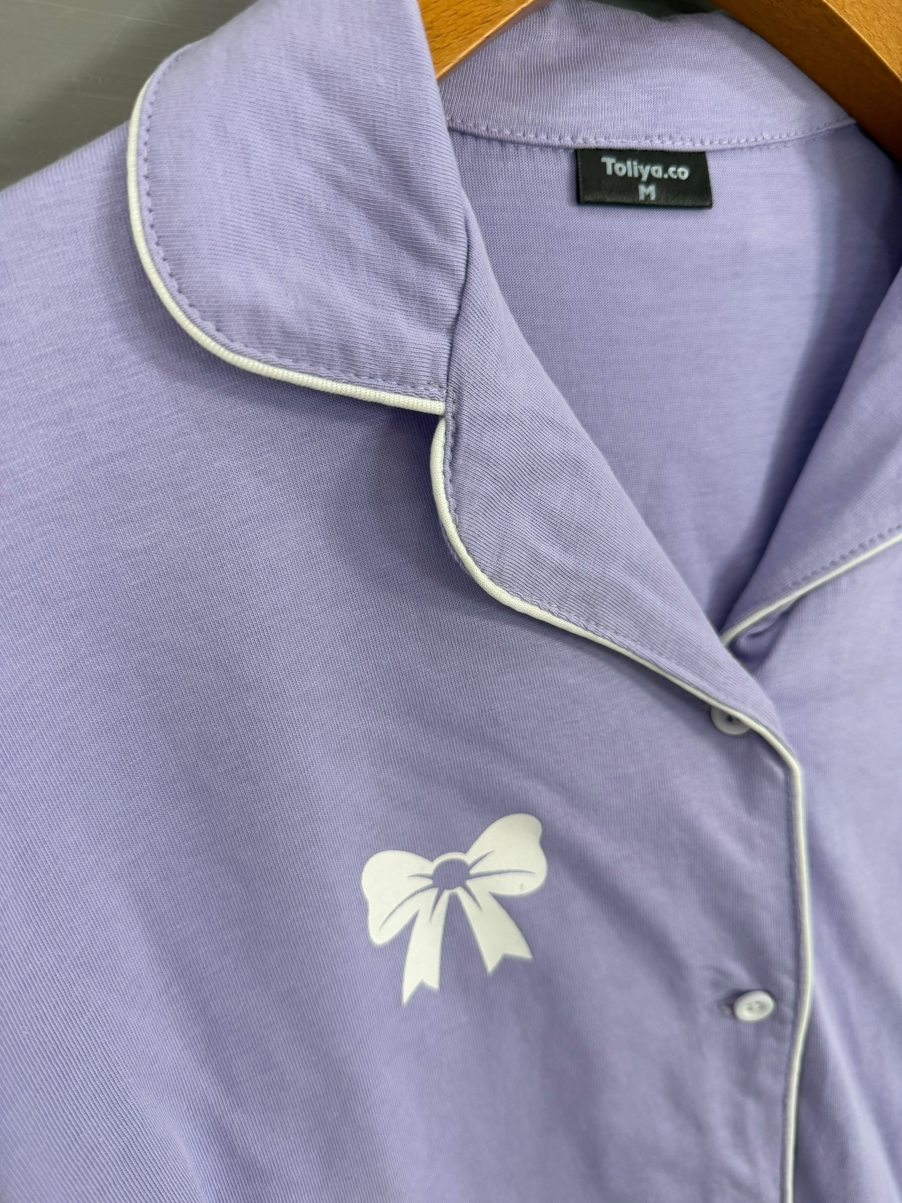 Lavender Bow Print Cotton Set
