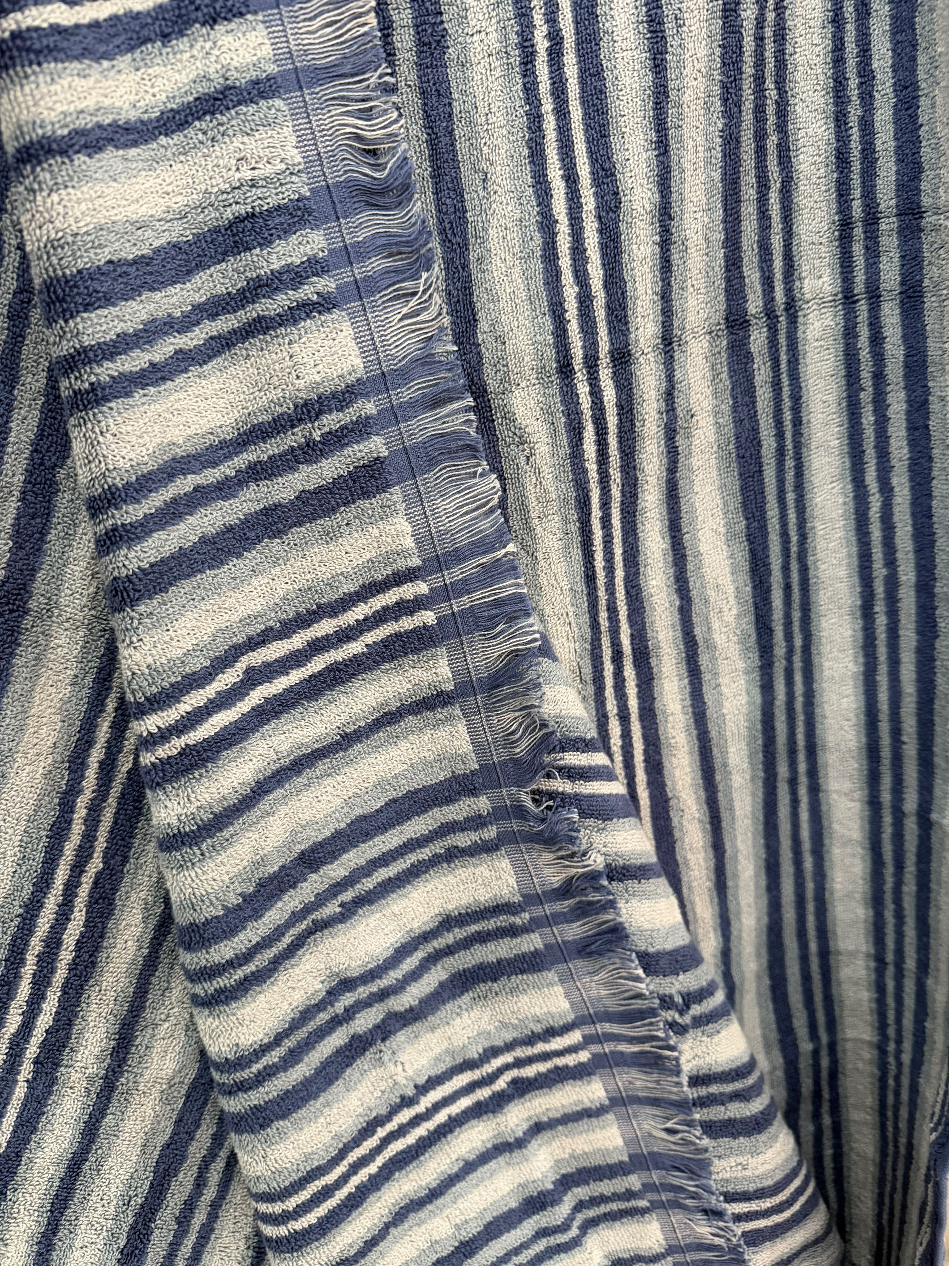 Navy Blue Striped Bath Towel
