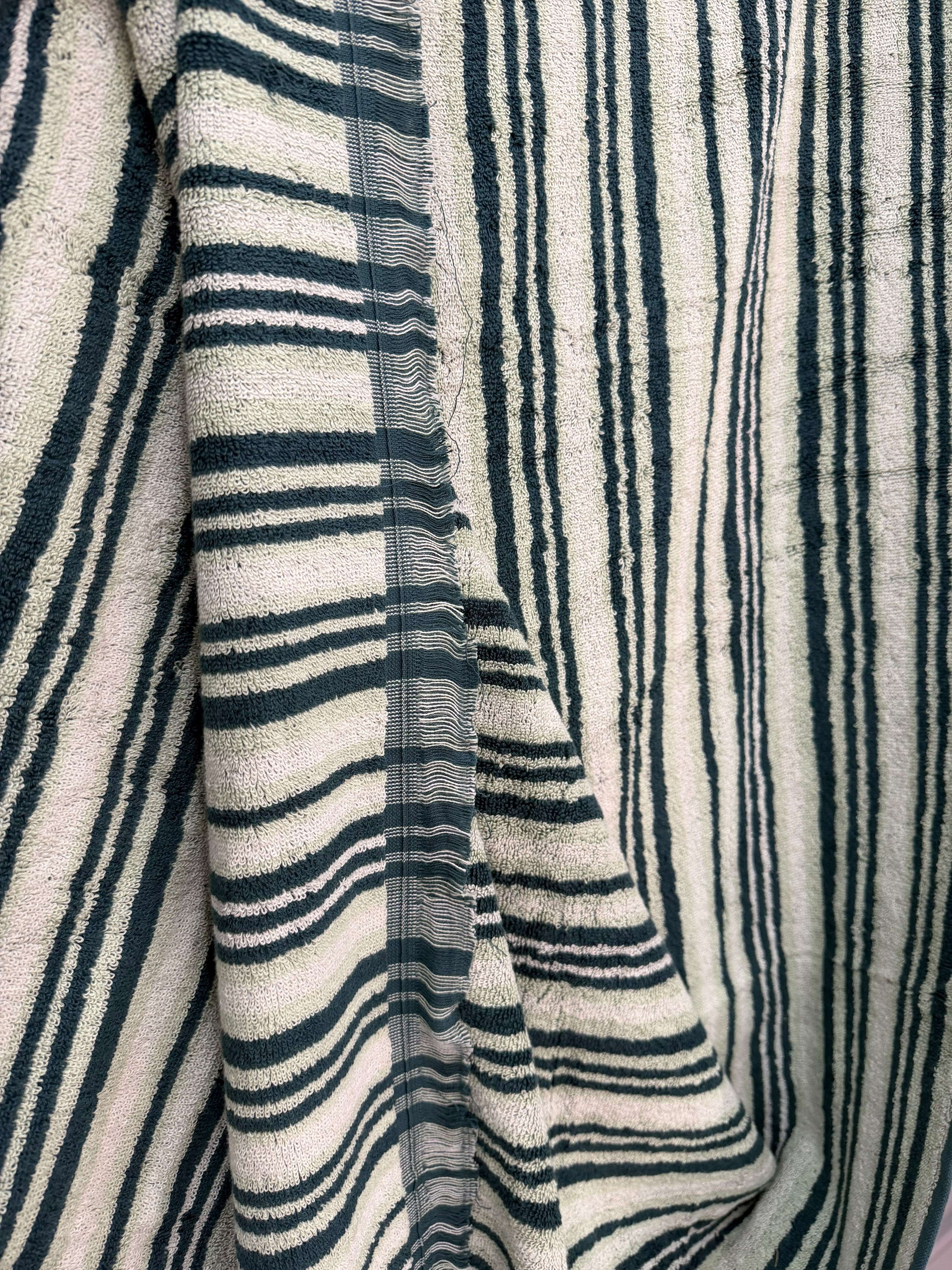 Black Blue Striped Bath Towel