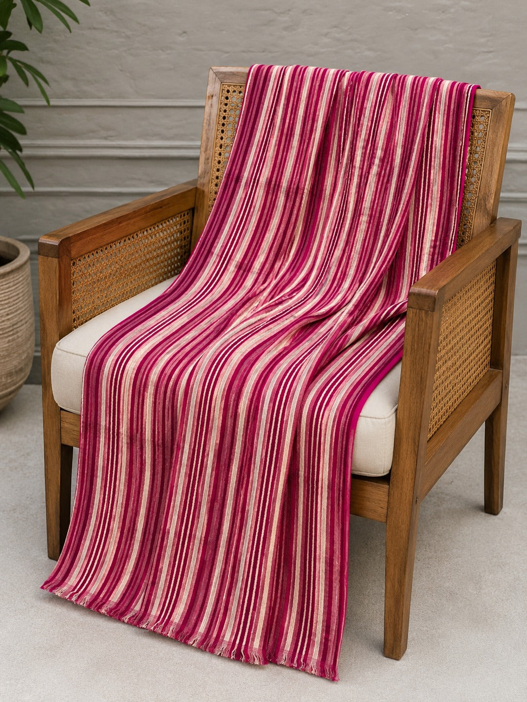 Red Striped Bath Towel