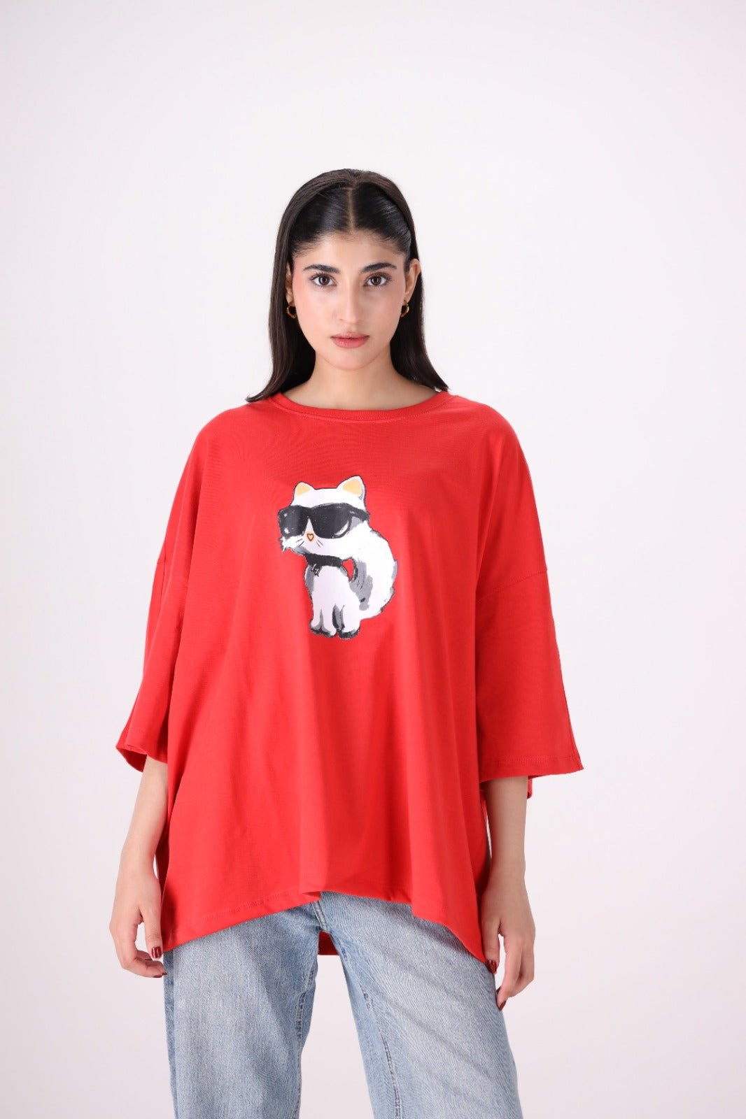 Sassy Cat Drop Shoulder - Toliya.co